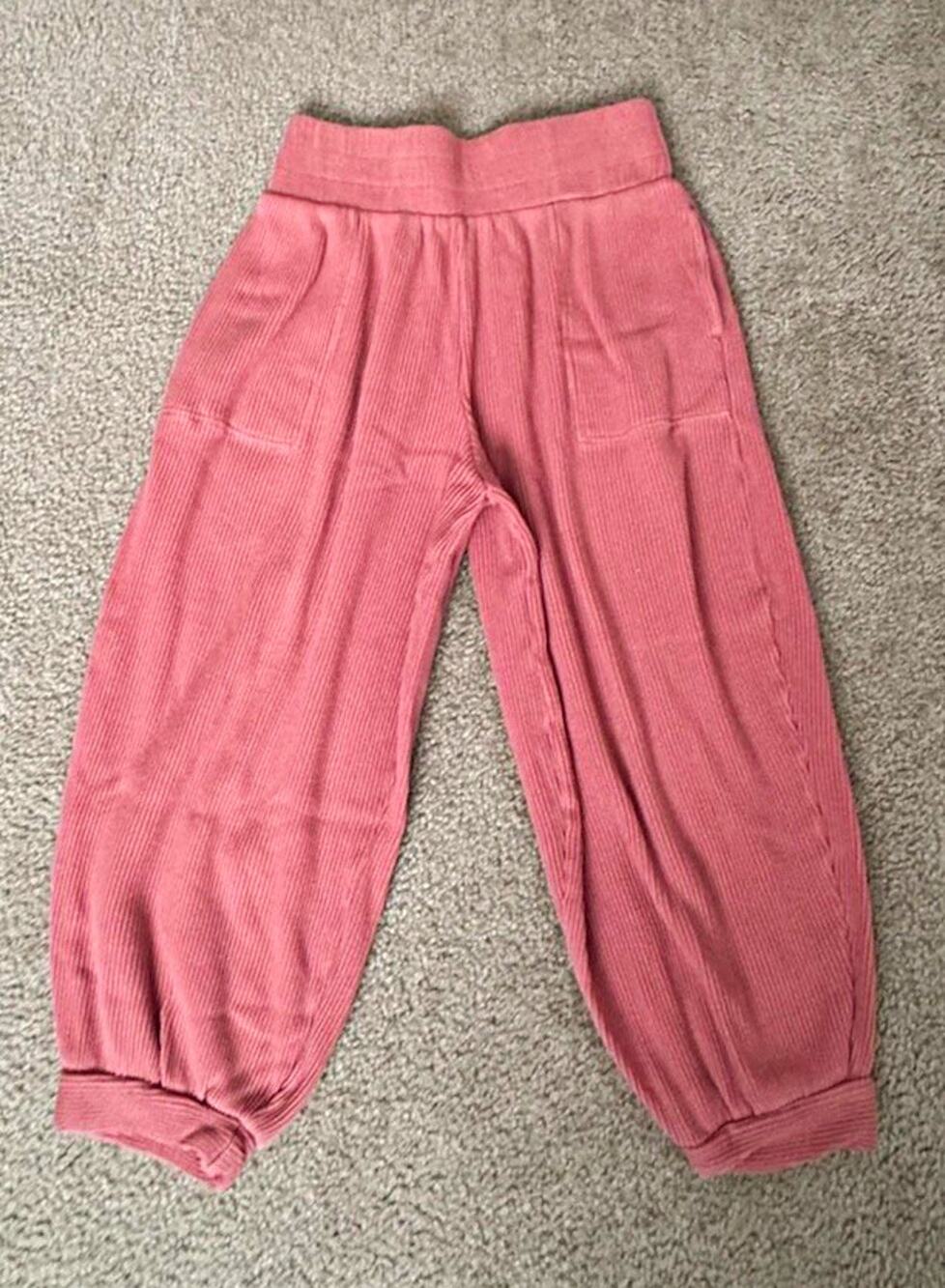 Free People FP Beach Women’s S Pink Ribbed Harem Jogger Pants Cropped Cotton